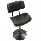 Tabouret de bar réglable pivotant mi-siècle LumiSource Lombardi – Similicuir capitonné, Noyer et Noir
