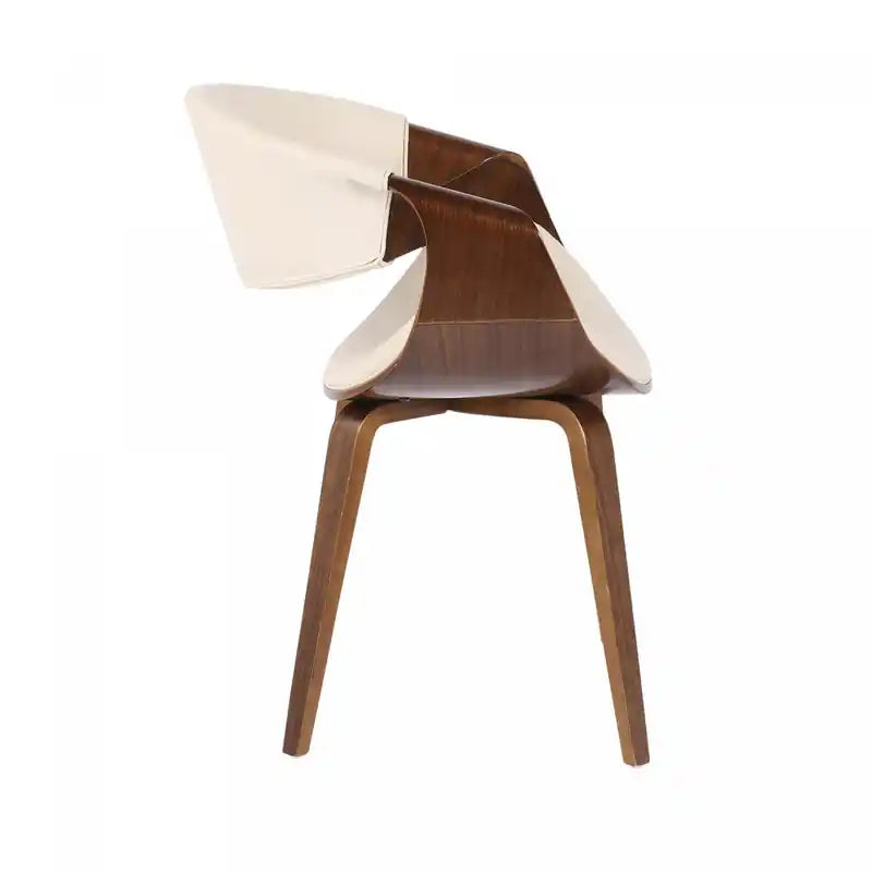 Chaise d'appoint de salle à manger moderne du milieu du siècle en similicuir LumiSource Symphony - Noyer/Crème
