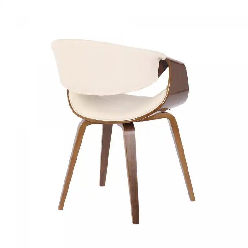Chaise d'appoint de salle à manger moderne du milieu du siècle en similicuir LumiSource Symphony - Noyer/Crème