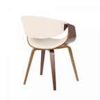 Chaise d'appoint de salle à manger moderne du milieu du siècle en similicuir LumiSource Symphony - Noyer/Crème