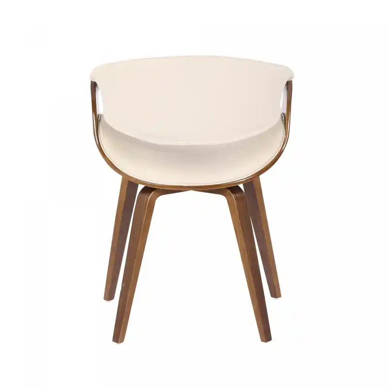 Chaise d'appoint de salle à manger moderne du milieu du siècle en similicuir LumiSource Symphony - Noyer/Crème