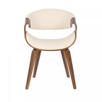Chaise d'appoint de salle à manger moderne du milieu du siècle en similicuir LumiSource Symphony - Noyer/Crème