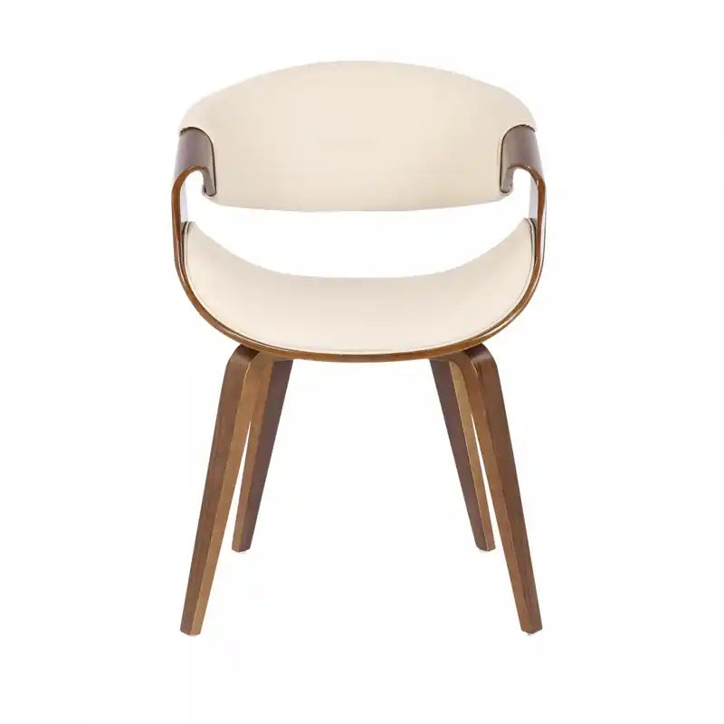 Chaise d'appoint de salle à manger moderne du milieu du siècle en similicuir LumiSource Symphony - Noyer/Crème