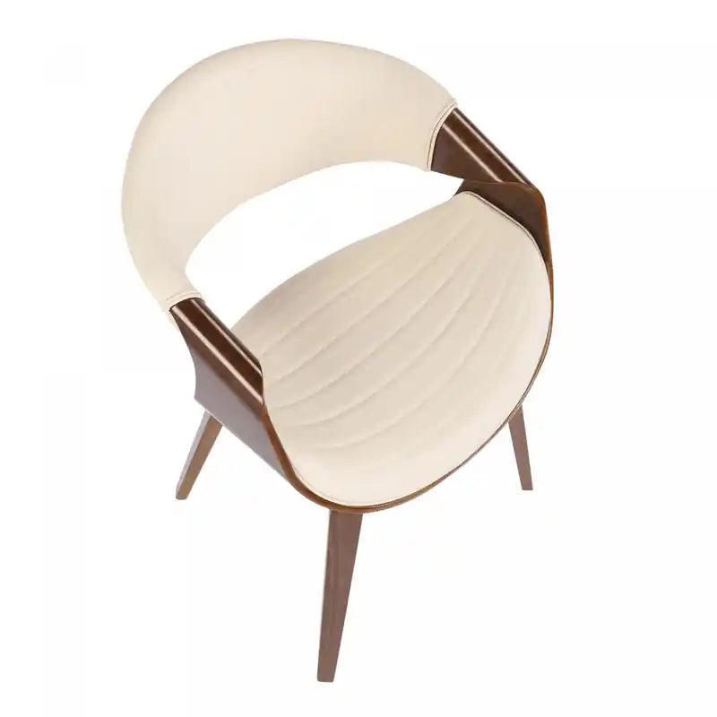 Chaise d'appoint de salle à manger moderne du milieu du siècle en similicuir LumiSource Symphony - Noyer/Crème