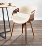 Chaise d'appoint de salle à manger moderne du milieu du siècle en similicuir LumiSource Symphony - Noyer/Crème