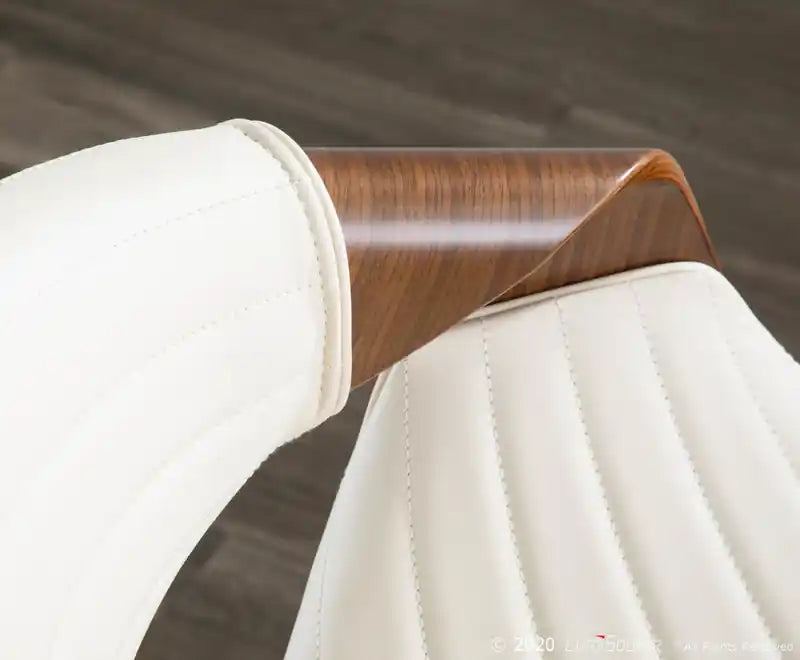 Chaise d'appoint de salle à manger moderne du milieu du siècle en similicuir LumiSource Symphony - Noyer/Crème