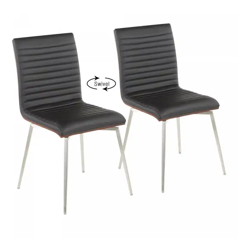 LumiSource Mason Black Faux Leather Contemporary Dining Accent Chair with Swivel