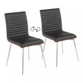 LumiSource Mason Black Faux Leather Contemporary Dining Accent Chair with Swivel