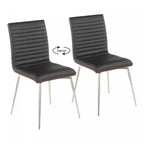 LumiSource Mason Black Faux Leather Contemporary Dining Accent Chair with Swivel