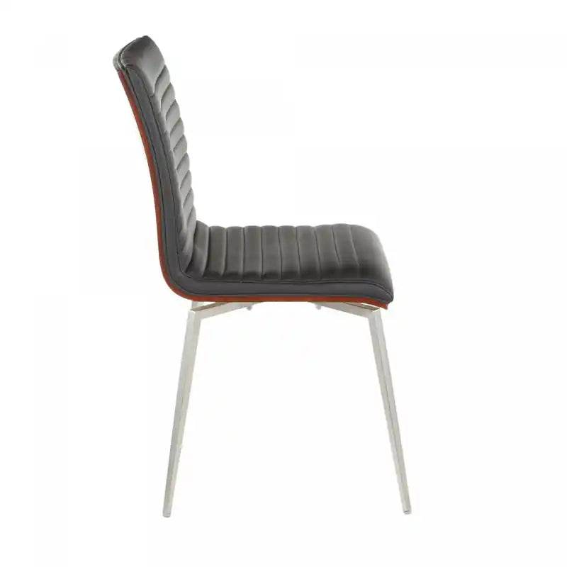 Chaise de salle à manger et d'appoint pivotante contemporaine LumiSource Mason – Similicuir capitonné noir, pieds en acier inoxydable