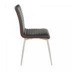 Chaise de salle à manger et d'appoint pivotante contemporaine LumiSource Mason – Similicuir capitonné noir, pieds en acier inoxydable