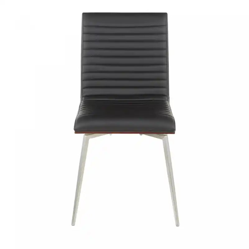 Chaise de salle à manger et d'appoint pivotante contemporaine LumiSource Mason – Similicuir capitonné noir, pieds en acier inoxydable