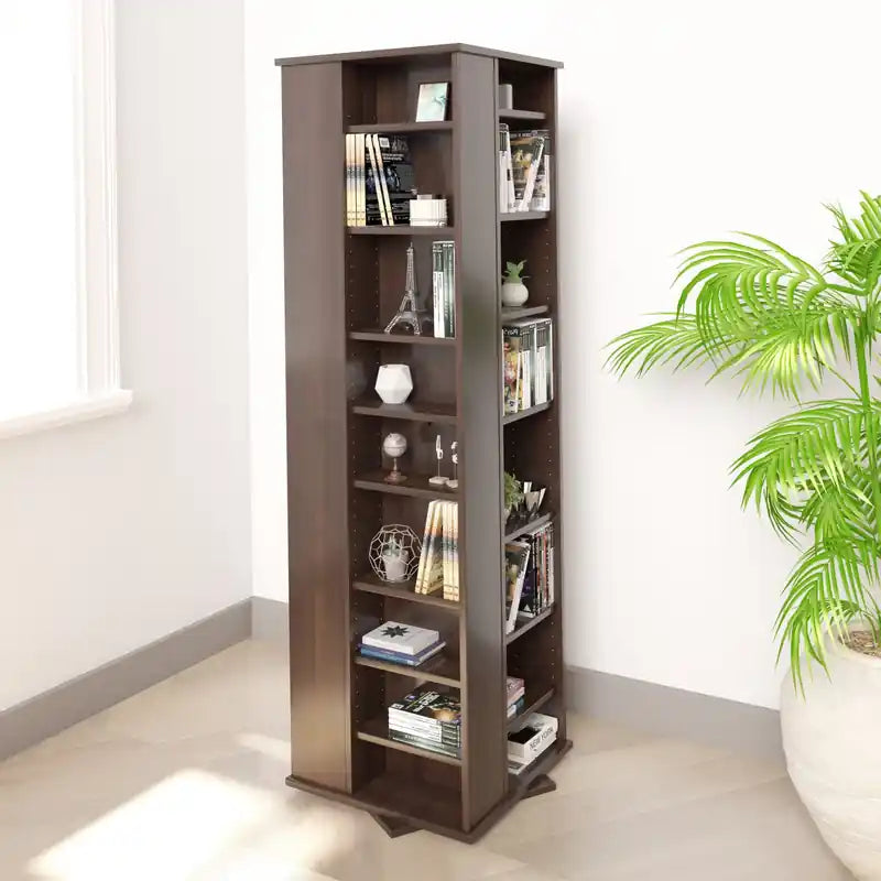 Tour de rangement rotative 4 faces pour CD et médias de 165 cm avec 36 étagères réglables – Peut contenir plus de 1000 CD, Garantie de 5 ans