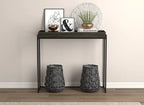 Console moderne de 102 cm avec plateau creux – Gris foncé et métal noir, garantie de 3 ans