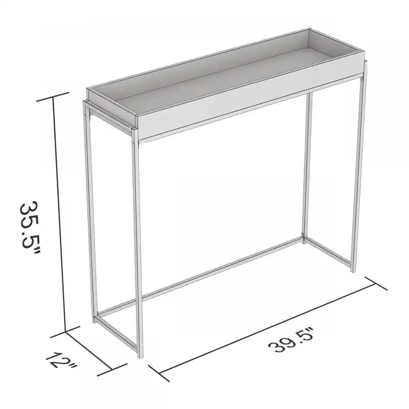 Console moderne de 102 cm avec plateau creux – Gris foncé et métal noir, garantie de 3 ans