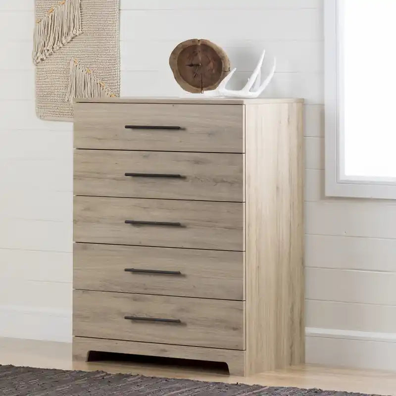 Commode 5 tiroirs Primo - Chêne rustique