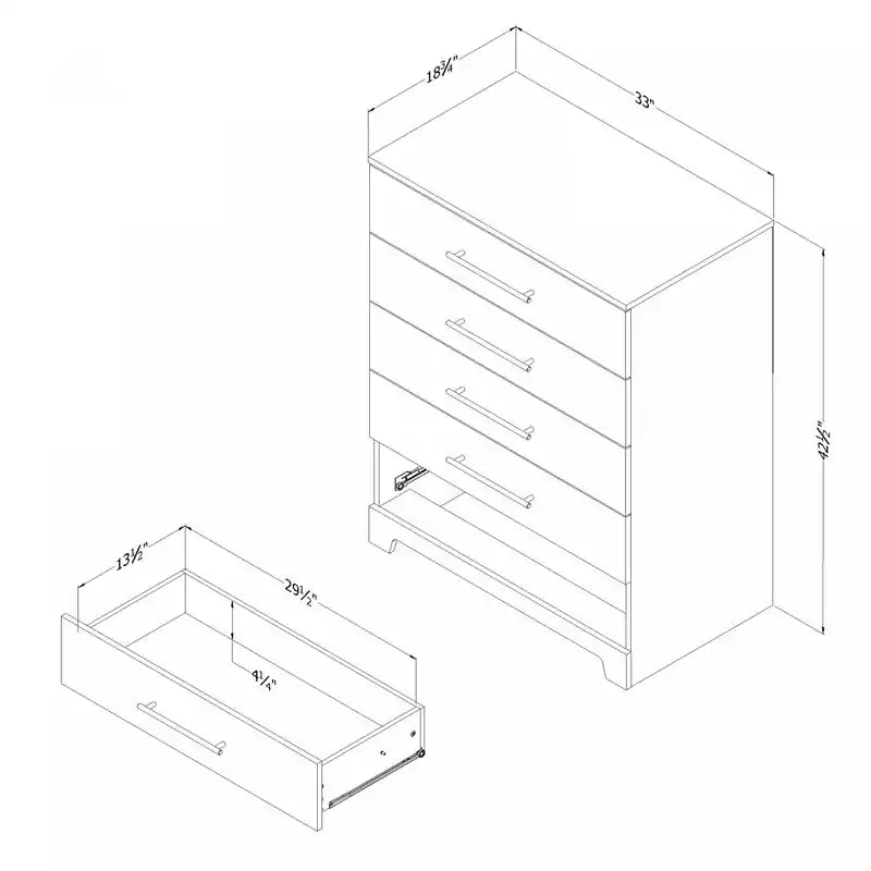Commode 5 tiroirs Primo - Chêne rustique
