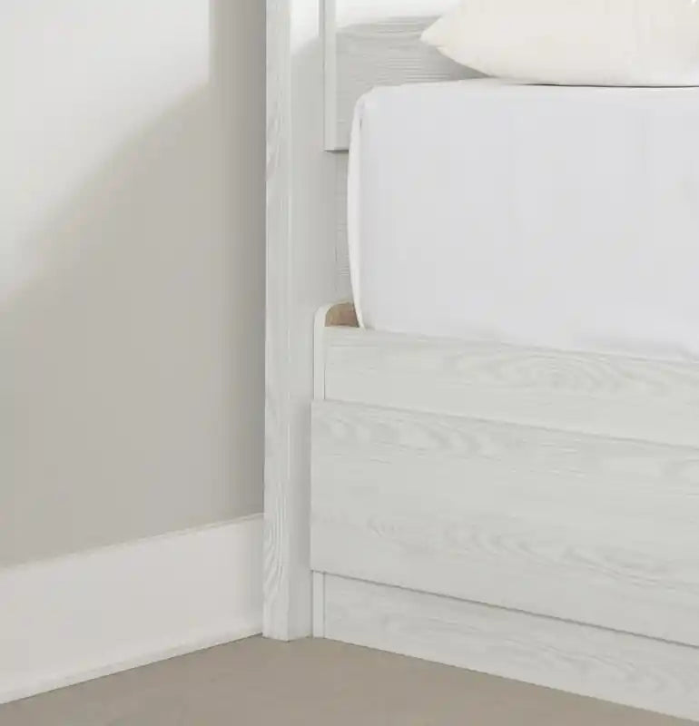 Lit Arlen Mates avec 3 tiroirs et tête de lit – Pin blanc
