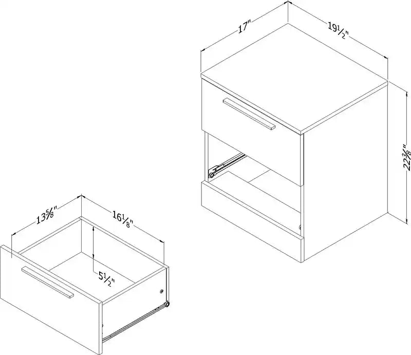 Table de chevet Step One Essential avec 2 tiroirs et poignées fines – Chêne Hiver, Style Minimaliste Contemporain