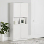 Bibliothèque 4 portes avec rangement ouvert Liora - Blanc pur
