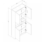 Bibliothèque 4 portes avec rangement ouvert Liora - Blanc pur