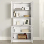 Bibliothèque 4 portes avec rangement ouvert Liora - Blanc pur