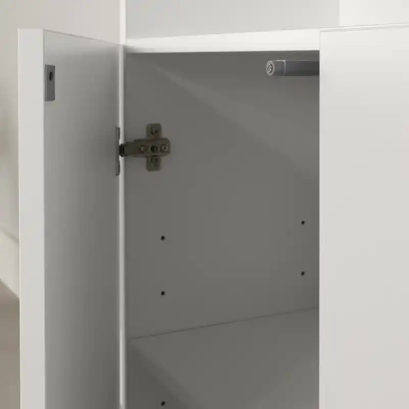 Bibliothèque 4 portes avec rangement ouvert Liora - Blanc pur