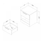 Table de chevet Step One Essential 2 tiroirs avec poignées fines – Chêne blanchi, style minimaliste contemporain