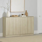 Lot de 2 buffets de salle à manger contemporains avec portes à ouverture par pression et étagères réglables – Chêne blanchi