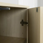 Lot de 2 buffets de salle à manger contemporains avec portes à ouverture par pression et étagères réglables – Chêne blanchi