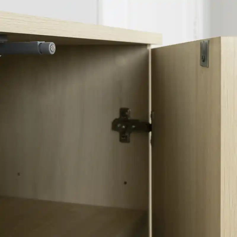 Lot de 2 buffets de salle à manger contemporains avec portes à ouverture par pression et étagères réglables – Chêne blanchi