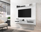 Meuble TV Mural Flottant Moderne Manhattan Comfort Plaza 64.25 avec Étagères Présentoirs