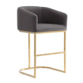 Manhattan Comfort Louvre 40 Stainless Steel Barstool - Grey & Black
