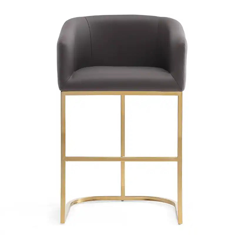 Tabouret de bar Louvre 40 en acier inoxydable Manhattan Comfort - Gris et noir