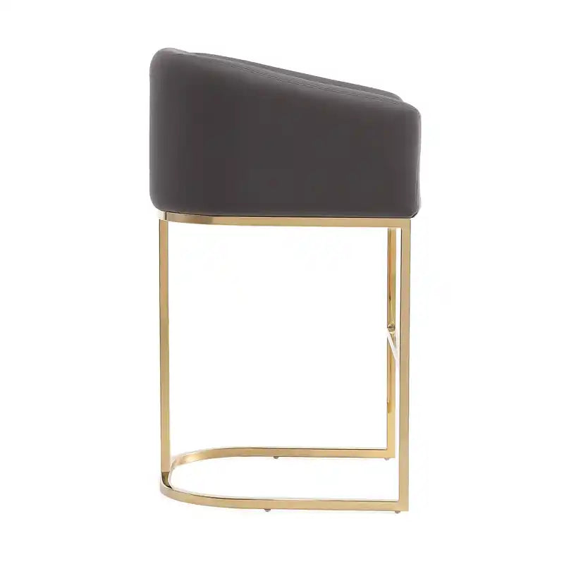 Tabouret de bar Louvre 40 en acier inoxydable Manhattan Comfort - Gris et noir