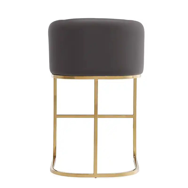 Tabouret de bar Louvre 40 en acier inoxydable Manhattan Comfort - Gris et noir