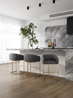 Tabouret de bar Louvre 40 en acier inoxydable Manhattan Comfort - Gris et noir