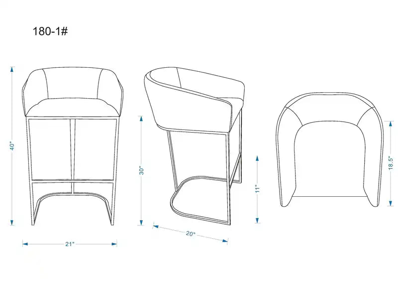 Tabouret de bar Louvre 40 en acier inoxydable Manhattan Comfort - Gris et noir