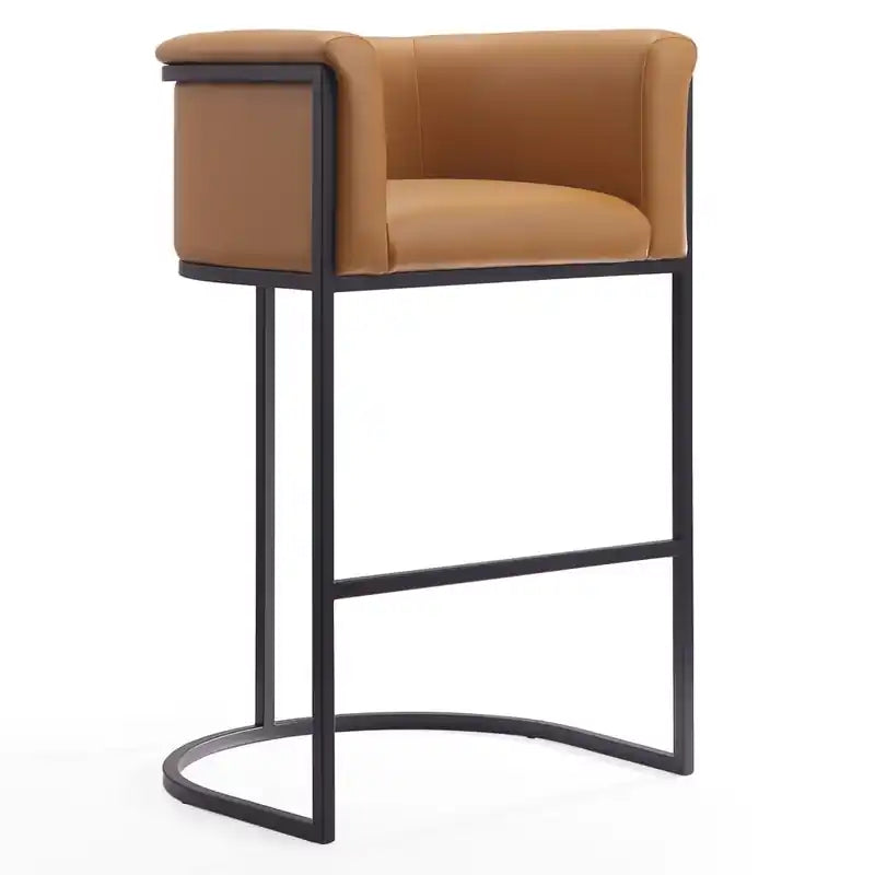 Manhattan Comfort Cosmopolitan 37.8 Metal Barstool - Camel & Black
