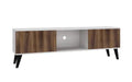 Manhattan Comfort Doyers 62.20 Mid-Century Modern TV Stand - White & Nut Brown