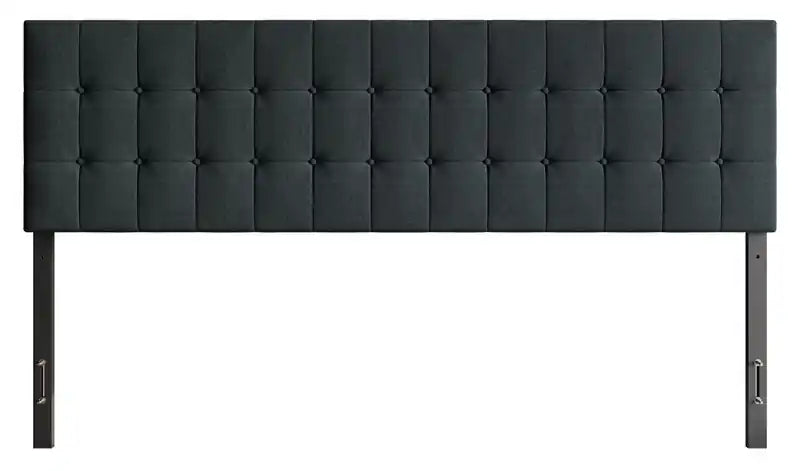Ellis Upholstered Headboard in Charcoal Fabric, Button Tufted