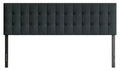 Ellis Upholstered Headboard in Charcoal Fabric, Button Tufted