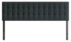 Ellis Upholstered Headboard in Charcoal Fabric, Button Tufted