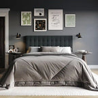 Tête de lit rembourrée Ellis en tissu anthracite, capitonnée