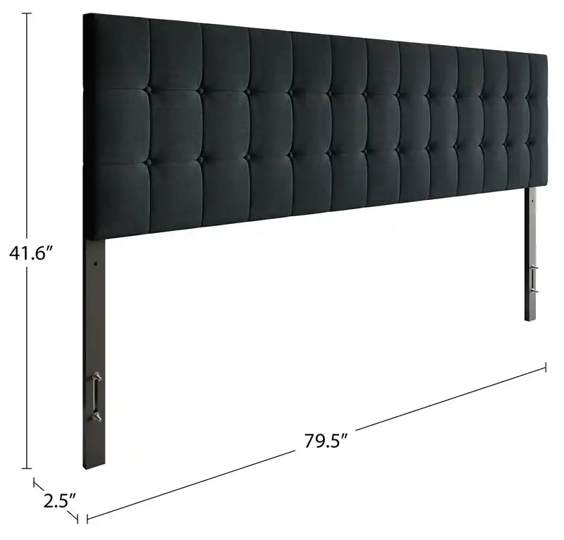 Tête de lit rembourrée Ellis en tissu anthracite, capitonnée