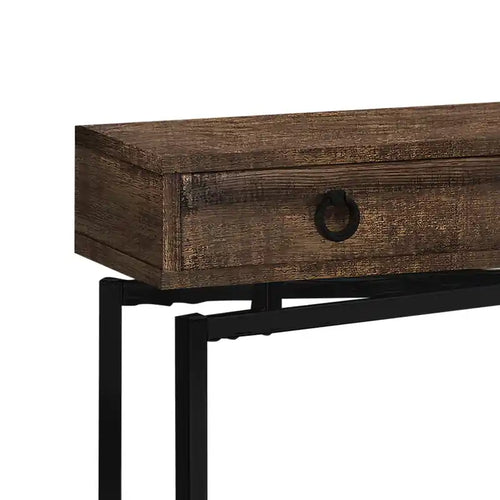 Console industrielle de 42,5 po avec tiroir de rangement – Aspect bois de récupération marron et métal noir