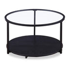 Kendal 31.5 Modern Round Glass Top Coffee Table with Casters