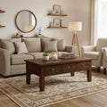 Konagrove 48 Rustic Coffee Table with Storage and Casters - Dark Brown Wood