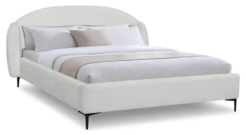 Luna Upholstered Wingback Bed in White Fabric