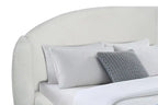 Lit capitonné Luna avec tête de lit à oreilles en tissu blanc